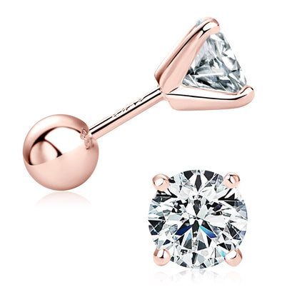 Anziw 2.0ctw D Color Moissanite Earrings Studs Original 925 Silver Earrings Ball Screw Back Jewelry for Women Men 6.5mm 1 Carat