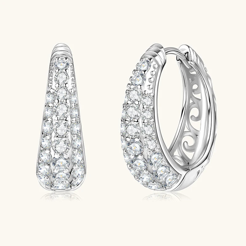 Anziw Micro Paved Full Moissanite Hoops Earrings Silver 925 Dazzling Diamond Ear Luxury Jewelry for Women Men Party Wedding Gift