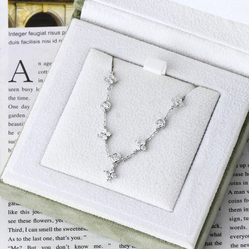 Anziw Silver 925 Four Leaf Clover Bracelet Certified D Color Moissanite Bracelets Gold Plated Charm for Women Lucky Jewelry Gift