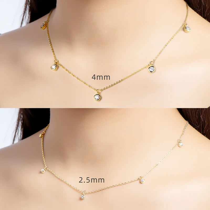 Anziw Luxury 2.5/4.0mm Moissanite Necklace for Women Original Silver 925 Chain Choker Fine Jewelry with Certificate 18''