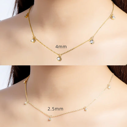 Anziw Luxury 2.5/4.0mm Moissanite Necklace for Women Original Silver 925 Chain Choker Fine Jewelry with Certificate 18''
