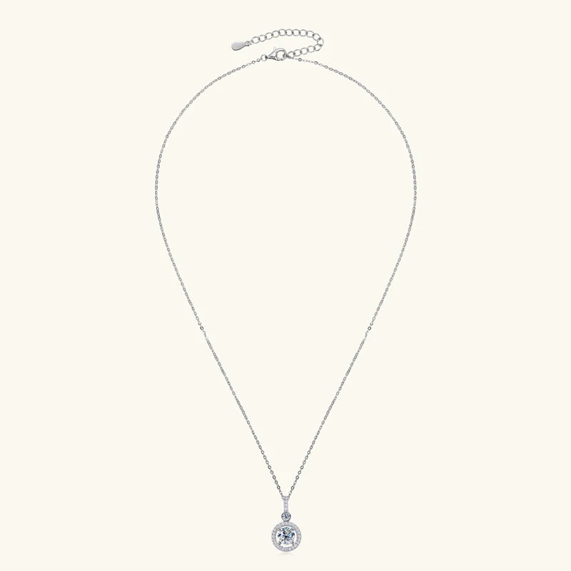 Anziw 925 Sterling Silver Pendant Necklace Moissanite 6.5mm 1.33CTW. Round Cut Birthday Party Valentine Day Gift Women Jewelry
