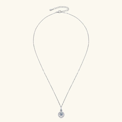 Anziw 925 Sterling Silver Pendant Necklace Moissanite 6.5mm 1.33CTW. Round Cut Birthday Party Valentine Day Gift Women Jewelry