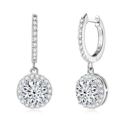 Anziw 3.0CT D Moissanite Pendant Hoop Earrings 925 Sterling Silver Drop Earring 2.0ct 1 carat Sparkling Jewelry For Women Dangle