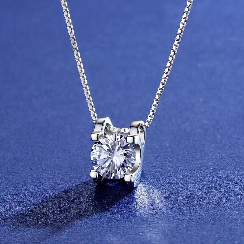 Original 925 Silver Certified 0.5CT D Color Moissanite Jewelry Set Solitaire Pendant Necklace Stud Earrings for Women Gifts S925