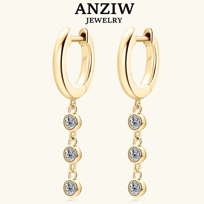 2023 Hoops Earring Moissanite Drop Long Hanging Earrings 925 Sterling Silver for Women Jewelry Created Diamond 2.5mm(0.06ct)
