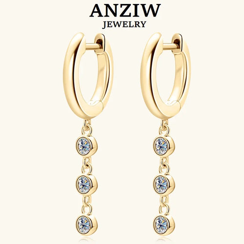2023 Hoops Earring Moissanite Drop Long Hanging Earrings 925 Sterling Silver for Women Jewelry Created Diamond 2.5mm(0.06ct)