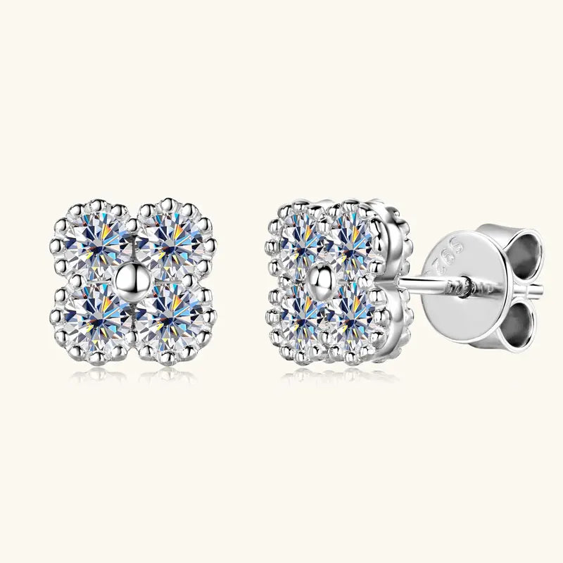 Anziw 3mm D Moissanite Jewelry Set Clover Flower Pendant Necklace Earrings Bracelet 3 in 1 Sets for Women 925 Silver Charm Gifts