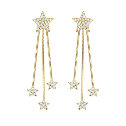Anziw 925 Moissanite Star Tassel Drop Dangle Earrings for Women Real S925 Silver Studs Earrings Certified Fine Jewelry Gift Girl