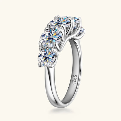 Anziw 3.60CTW All Moissanite Diamond Ring Sparking D Color 5 Stones Wedding Engagement Band For Women 925 Silver Promise Jewelry