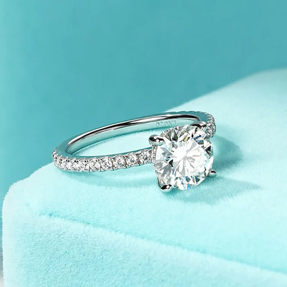 Anziw Solitaire 2ct Moissanite Diamond Ring 925 Sterling Sliver Sparking Wedding Promise Finger Rings for Women with Certificate