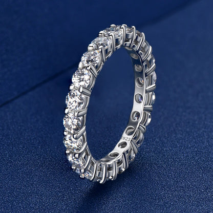 100% S925 Sterling Silver 3mm 5mm Full Moissanite Eternity Ring for Women Men White Gold Plated Engagement Wedding Rings Band