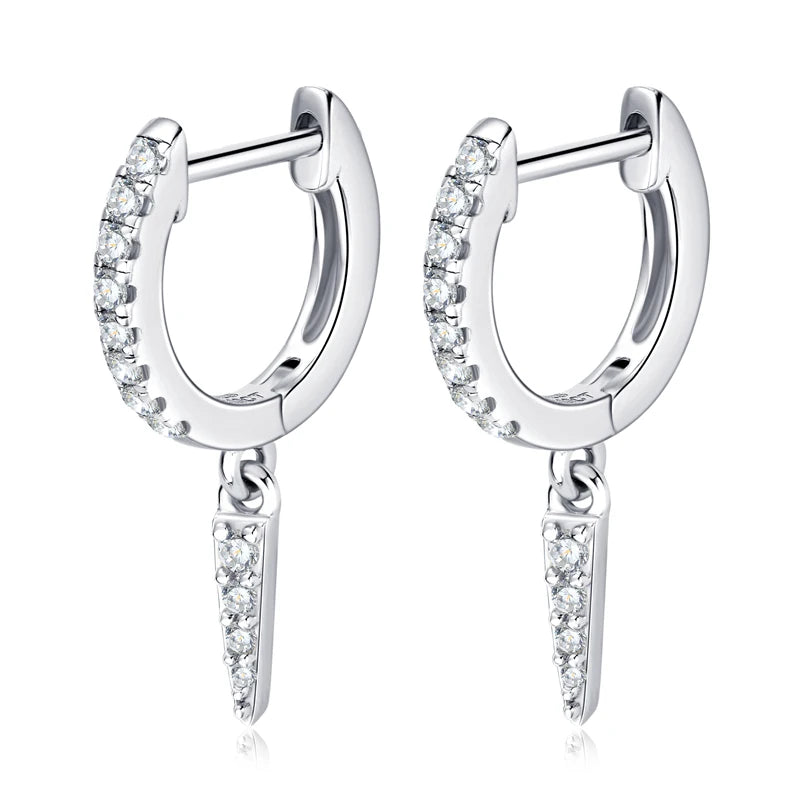 Personalized Triangular Moissanite Drop Earrings 100% Silver 925 Hoop Huggie Earring For Women Gift Jewelry with Certificate