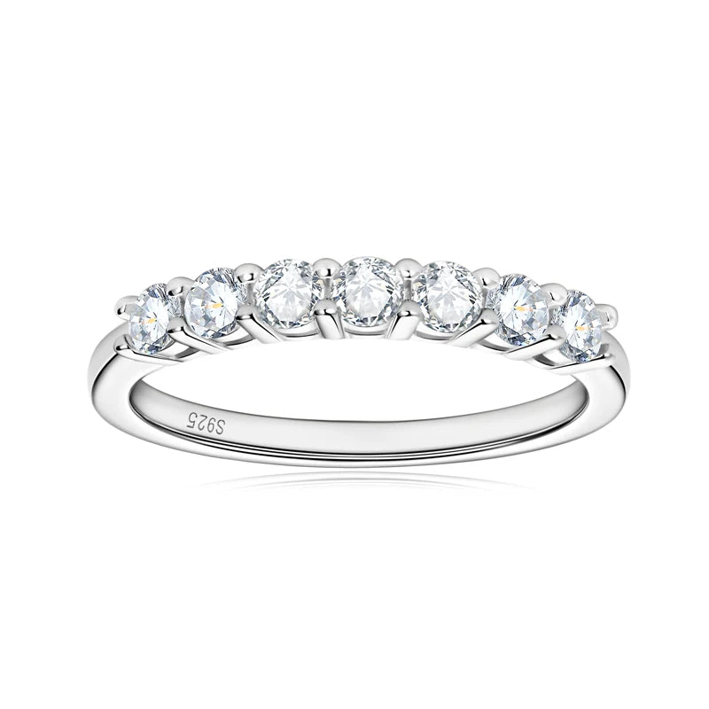 3mm 7 Stones D Color Moissanite Eternity Bands Simply Stackable Silver 925 Real Sparkling Wedding Engagement Fine  Jewelry Gifts