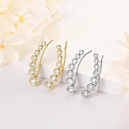 Anziw 1.52CTTW. Full Bezel Moissanite Earrings Climber Crawler 100% Real 925 Silver for Women with Certified Fine Jewelry Gifts