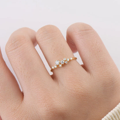 Anziw Cute D0.30CT Moissanite Ring for Women 100% 925 Silver Thin Ring Fashion Finger Band Jewelry Christmas Valentine's Gifts