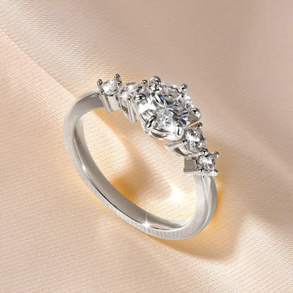 Anziw 1.0CT Moissanite Lab Diamond Engagement Ring 14k Gold Filled Four-Stone Wedding Trendy Band for Women Fine Jewerlry Gift