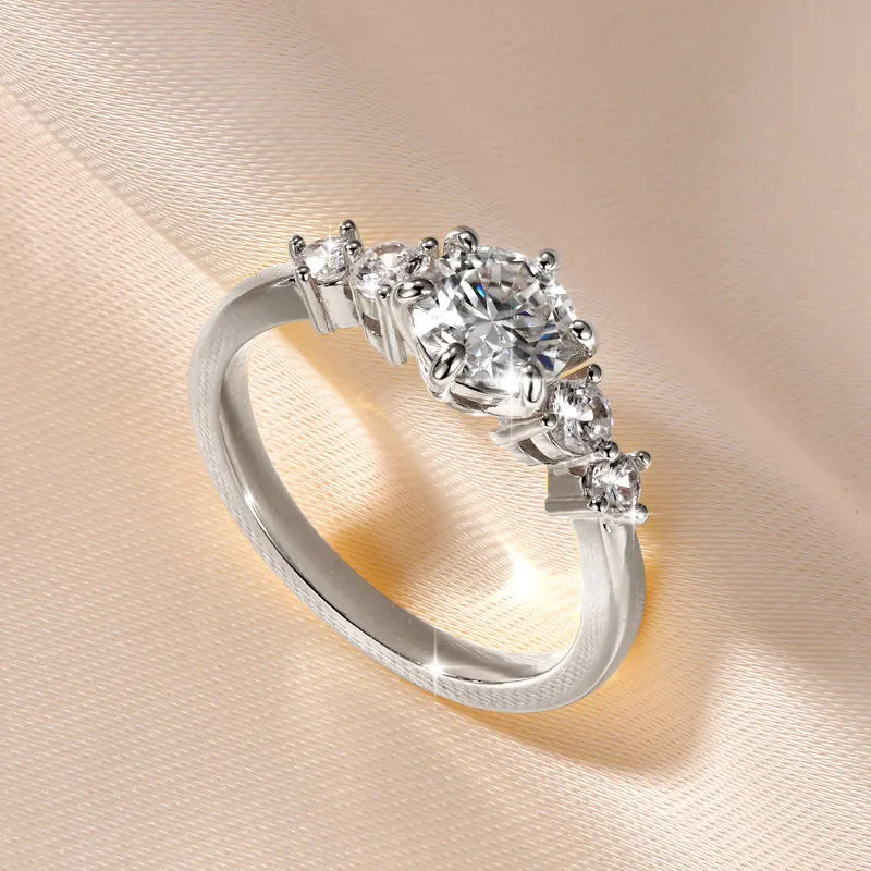 Anziw Exquisite 6.5mm 1.0ct D Moissanite Rings for Women 14K Gold Filled Classic Six Claws Finger Bands 2026 Tendy Jewelry Daily