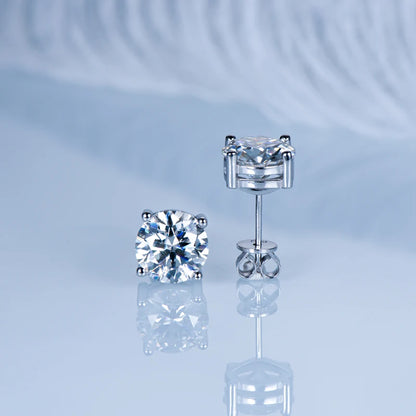 Anziw 2023 Trendy Stud Earrings for Women 100% 3-11mm 0.1-5.0ct D Color Moissanite 925 Sterling Silver Sparkling Wedding Jewelry