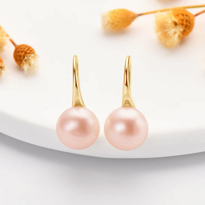 Anziw 8-8.5mm Natural Freshwater Pearl Drop Hook Earrings For Women Elegant Wedding Engagement Earrings 14K Gold Fille Jewelry