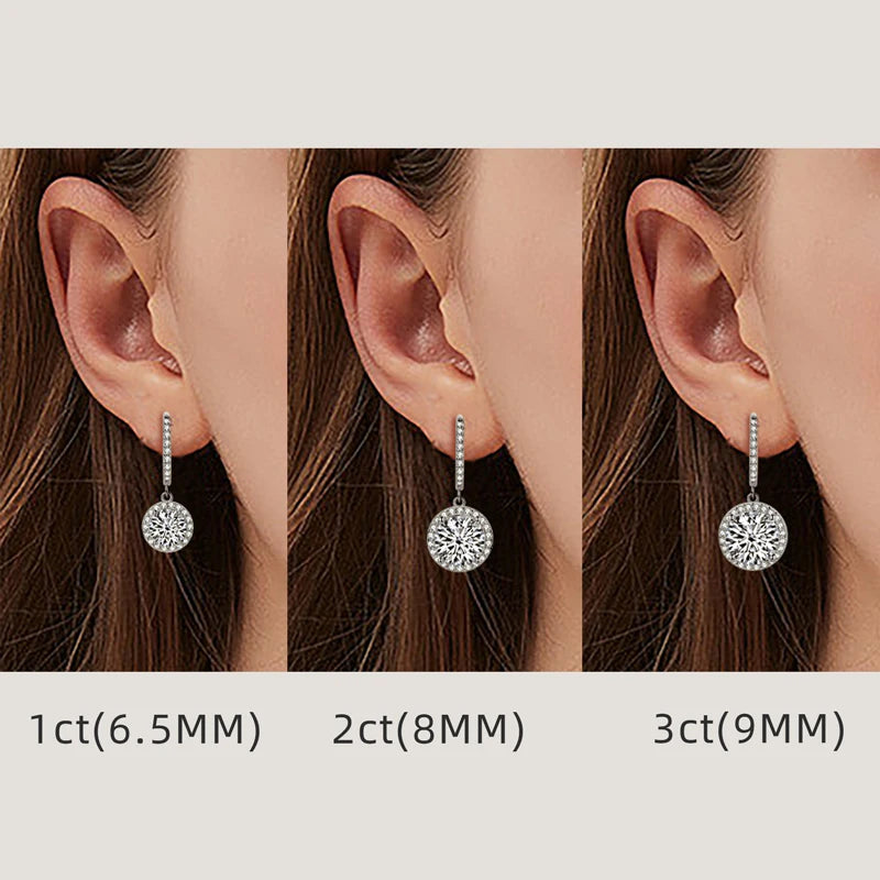Anziw 3.0CT D Moissanite Pendant Hoop Earrings 925 Sterling Silver Drop Earring 2.0ct 1 carat Sparkling Jewelry For Women Dangle