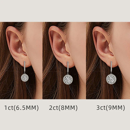 Anziw 3.0CT D Moissanite Pendant Hoop Earrings 925 Sterling Silver Drop Earring 2.0ct 1 carat Sparkling Jewelry For Women Dangle