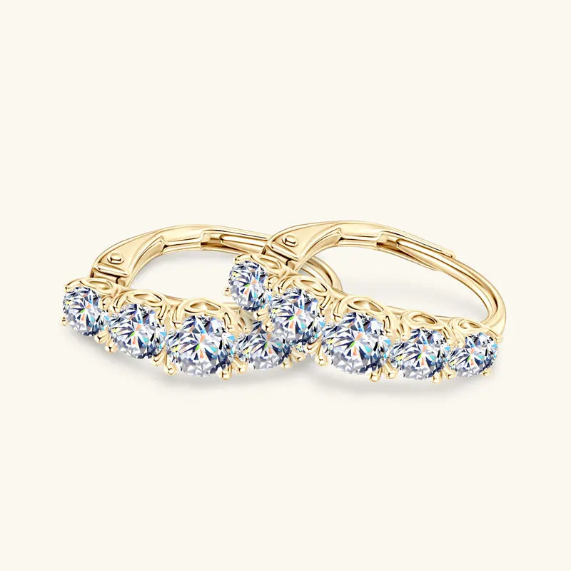 2025 New D VVS1 Moissanite 5 Stone Hoop Clip Earrings for Women Real 925 Silver Luxury Wedding Jewelry Lab Diamond 4mm&3.5mm&3mm