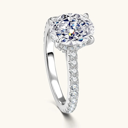 Anziw Real 3.0CT D Oval Moissanite Promise Ring for Women 925 Sliver Engagement Wedding Finger Jewelry GRA Certified Rings S925