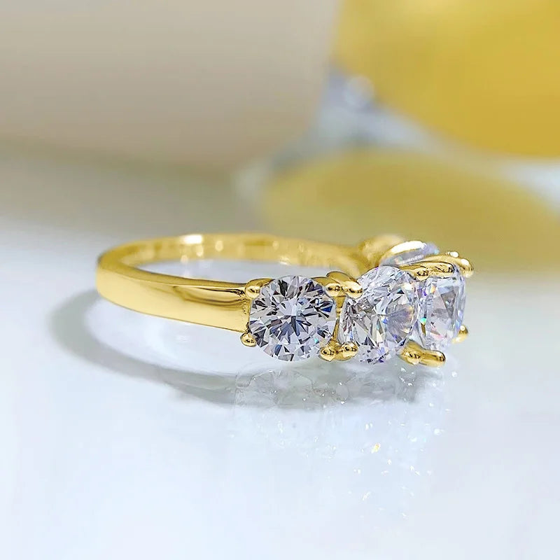 Anziw 5 Stone Rings 3.6cctw D Color Moissanite Engagement Wedding Bands Sliver 925 for Women Sparkling Diamonds Jewelry With