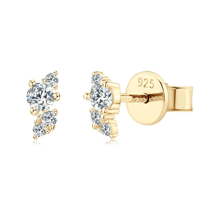 Anziw Cute Mini Moissanite Stud Earrings 100% Silver 925 Sterling Earrings Piercing Ear for Women Fine Jewelry with Certificate