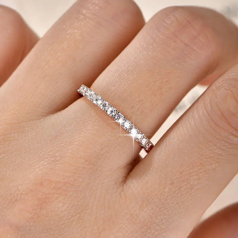 Anziw 2mm D Color Full Moissanite Ring for Women Sparkling Wedding Eternity Band 14k Gold Filled Wedding Engagement Ring Jewelry