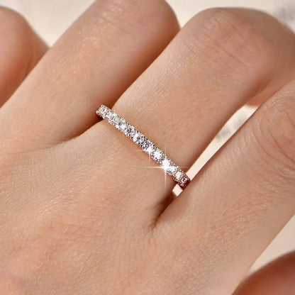 Anziw 2mm D Color Full Moissanite Ring for Women Sparkling Wedding Eternity Band 14k Gold Filled Wedding Engagement Ring Jewelry