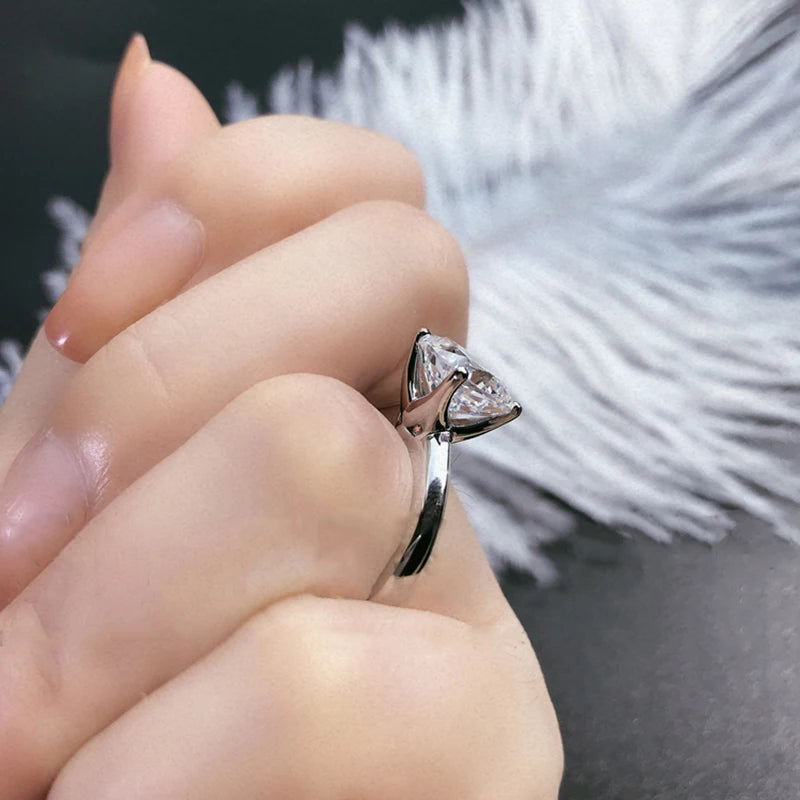 Anziw 925 Sterling Silver 3.0ct Cushion Cut Solitaire Engagement Ring Simulated Diamond Silver Wedding Rings Jewelry For Women
