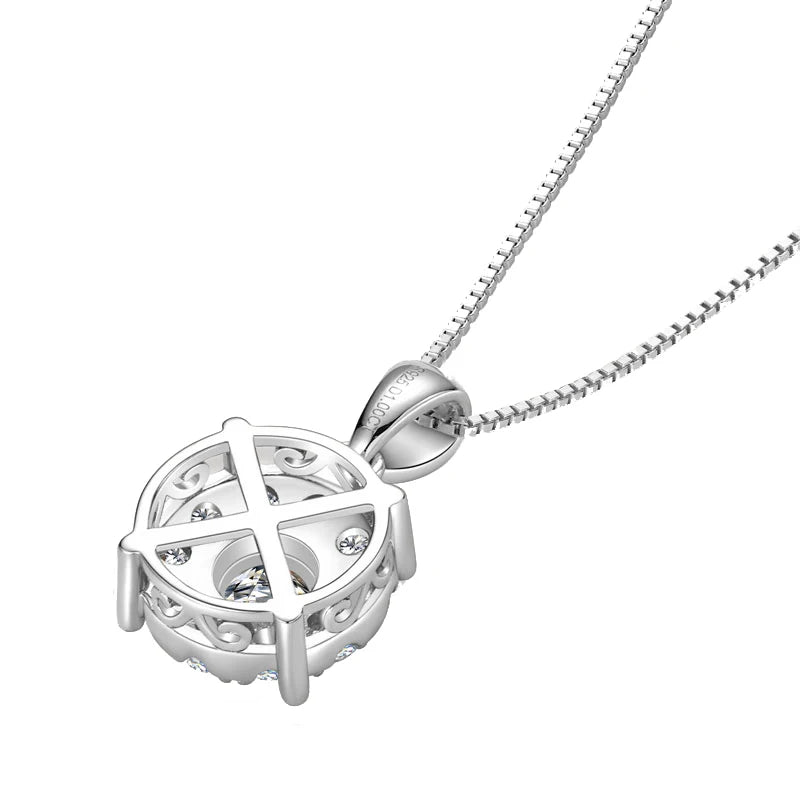 Anziw 1CT Full Moissanite Pendant Necklace for Women 925 Silver Chain 6.5mm Lab Diamond Collar 2025 New Jewelry Gift Christmas's