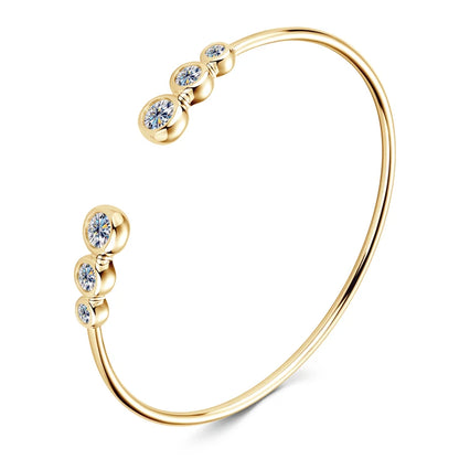 Anziw Simple Open Ended Bracelets Cuff Silver 925 D Color Moissanite Bracelet Bangle for Women Luxury Gold Plated Charm Jewelry