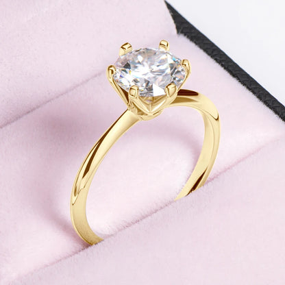 Anziw 3.0CT Moissanite Solitaire Ring Yellow Gold Plated 2CT Engagement Wedding Ring Band 925 Silver Certified Jewelry For Women