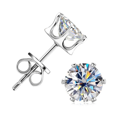 Anziw 3mm-9mm D Round Moissanite Stud Earrings for Women Men Sparking Earrings 925 Silver Hypoallergenic Certified Fine Jewelry