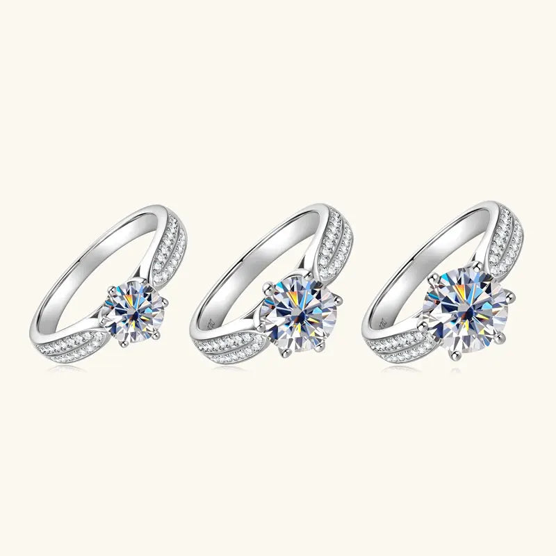 Anziw 1ct 2ct 3ct D Moissanite Ring for Women 925 Sliver 18k Gold Plated Classic Engagement Wedding Promise Rings Finger Jewelry