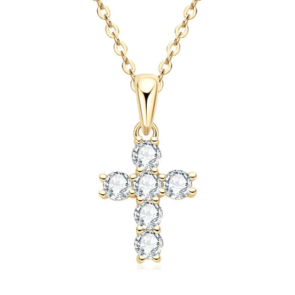 Anziw Classic Charm Cross Pendant Necklace 925 Sterling Silver Moissanite with Certificate  for Women Men Gifts Collar Jewelry