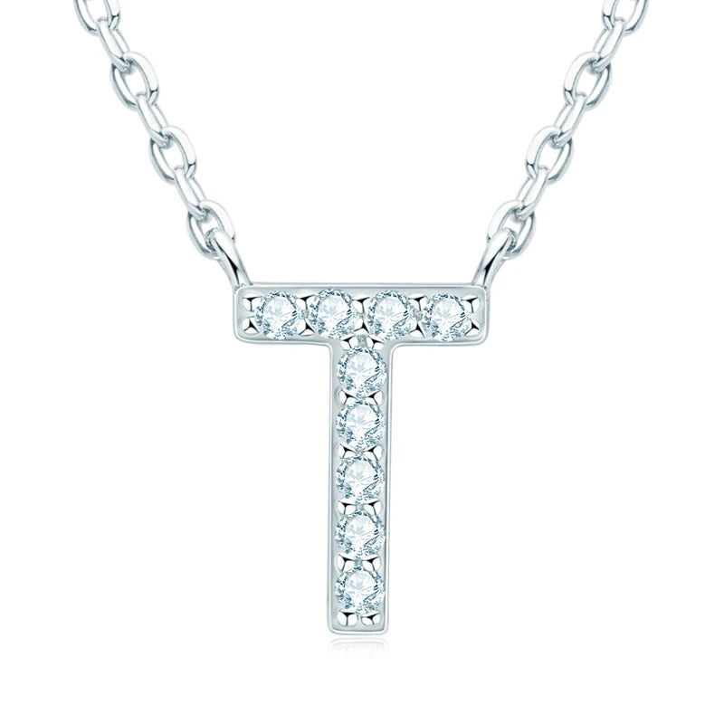 Anziw Initial Moissanite 26 Letter Pendant Necklace for Women Men Real Silver 925 Name Pendant Fine Jewelry Valentine's Day Gift