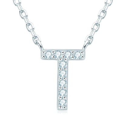 Anziw Initial Moissanite 26 Letter Pendant Necklace for Women Men Real Silver 925 Name Pendant Fine Jewelry Valentine's Day Gift