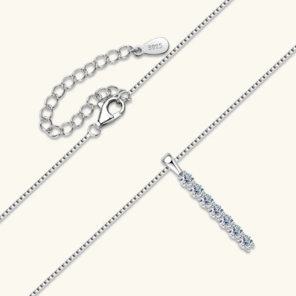Anziw 2.8mm 0.56ctw. Moissanite Pendant Necklace for Women 925 Silver Adjustable Chain 7-stone Bar Necklaces Trend Jewelry Gifts
