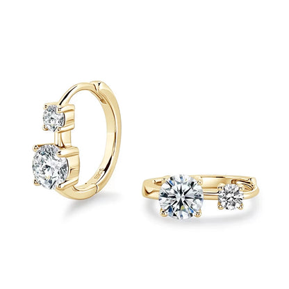 Anziw 6.5mm&4mm Double Moissanites Hoop Earrings with Certificate for Women Gold Plated Real 925 Silver Wedding Jewelry Gift
