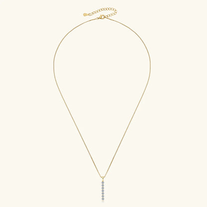 Anziw 2.8mm 0.56ctw. Moissanite Pendant Necklace for Women 925 Silver Adjustable Chain 7-stone Bar Necklaces Trend Jewelry Gifts