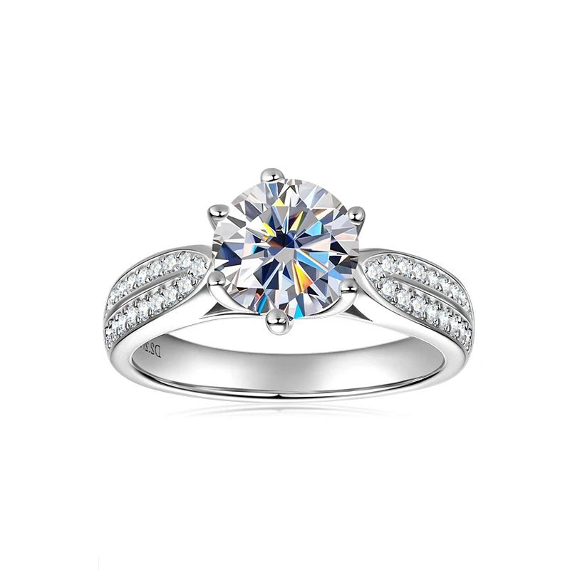 Anziw 1ct 2ct 3ct D Moissanite Ring for Women 925 Sliver 18k Gold Plated Classic Engagement Wedding Promise Rings Finger Jewelry