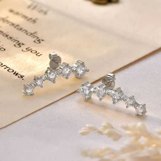 Anziw Real D Color 2.4CTTW. 4.5mm&4mm&3mm Moissanite Diamond Earrings Sparkling Smile Stud Earrings for Women Jewelry Party Gift