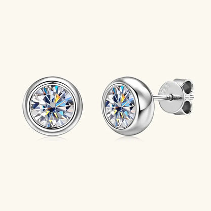 Anziw Bezel 5mm 6.5mm 1CT D Color Moissanite Earrings 925 Sterling Silver Plated K Gold Earrings for Men Women Gift Valentine's