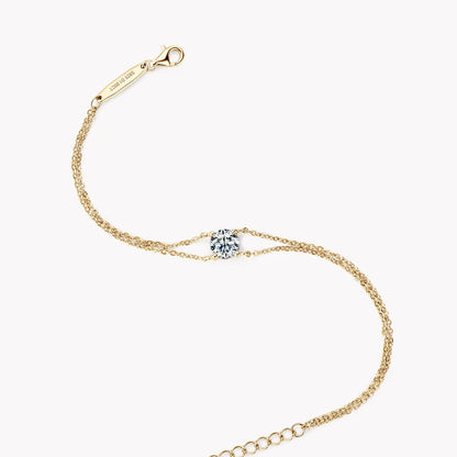 Anziw S925 1ct 6.5mm D Round Moissanite Bracelet for Women Classic Double Chain 925 Silver Bracelet Adjustable Hand Jewelry Gift