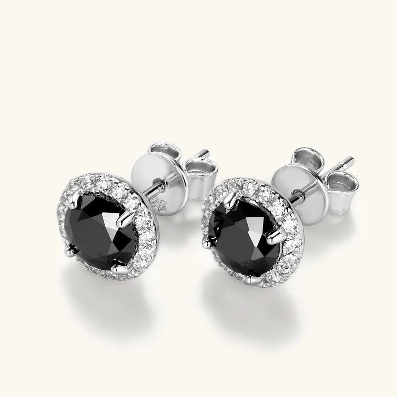 Anziw Vintage 0.8CT Black Moissanite Stud Earrings Silver 925 Jewelry for Women Men Halo Piercing Ear Earring Trending Products