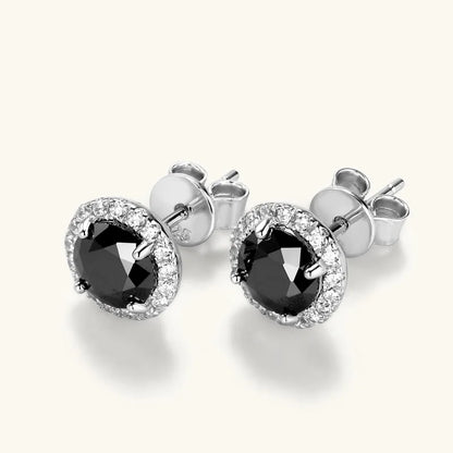 Anziw Vintage 0.8CT Black Moissanite Stud Earrings Silver 925 Jewelry for Women Men Halo Piercing Ear Earring Trending Products